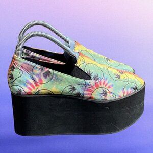 Y2Kcore OMighty Psychedelic Alien Stoner Tie Dye platform Creepers